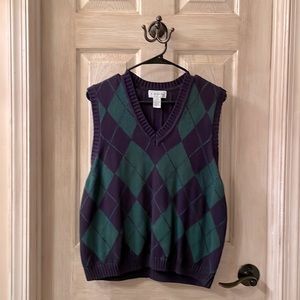 Izod,Medium, sweater vest navy/green